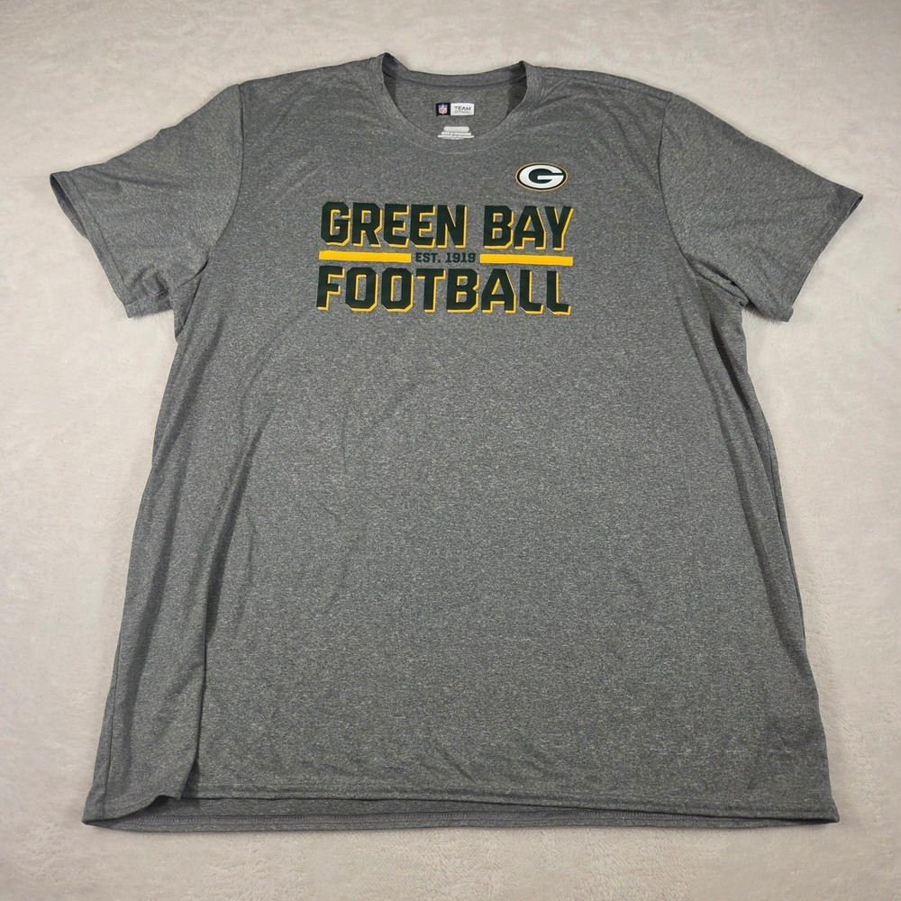 Green Bay Packers Football Est 1919 Team Apparel T-Shirt Mens 2XL Gray NFL